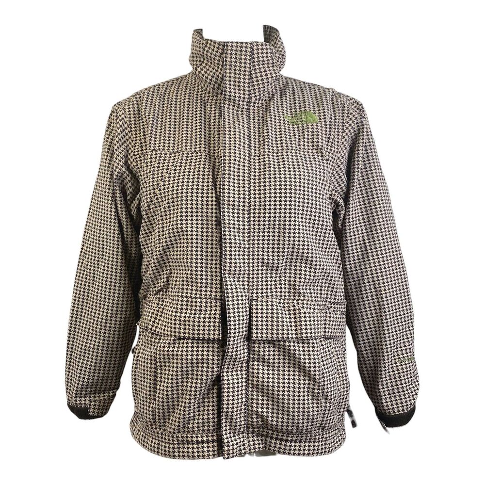 The North Face HyVent Windbreaker Jacket Boys Large Houndstooth Removable Hood